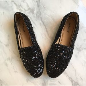 SPARKLY | Black loafer flats